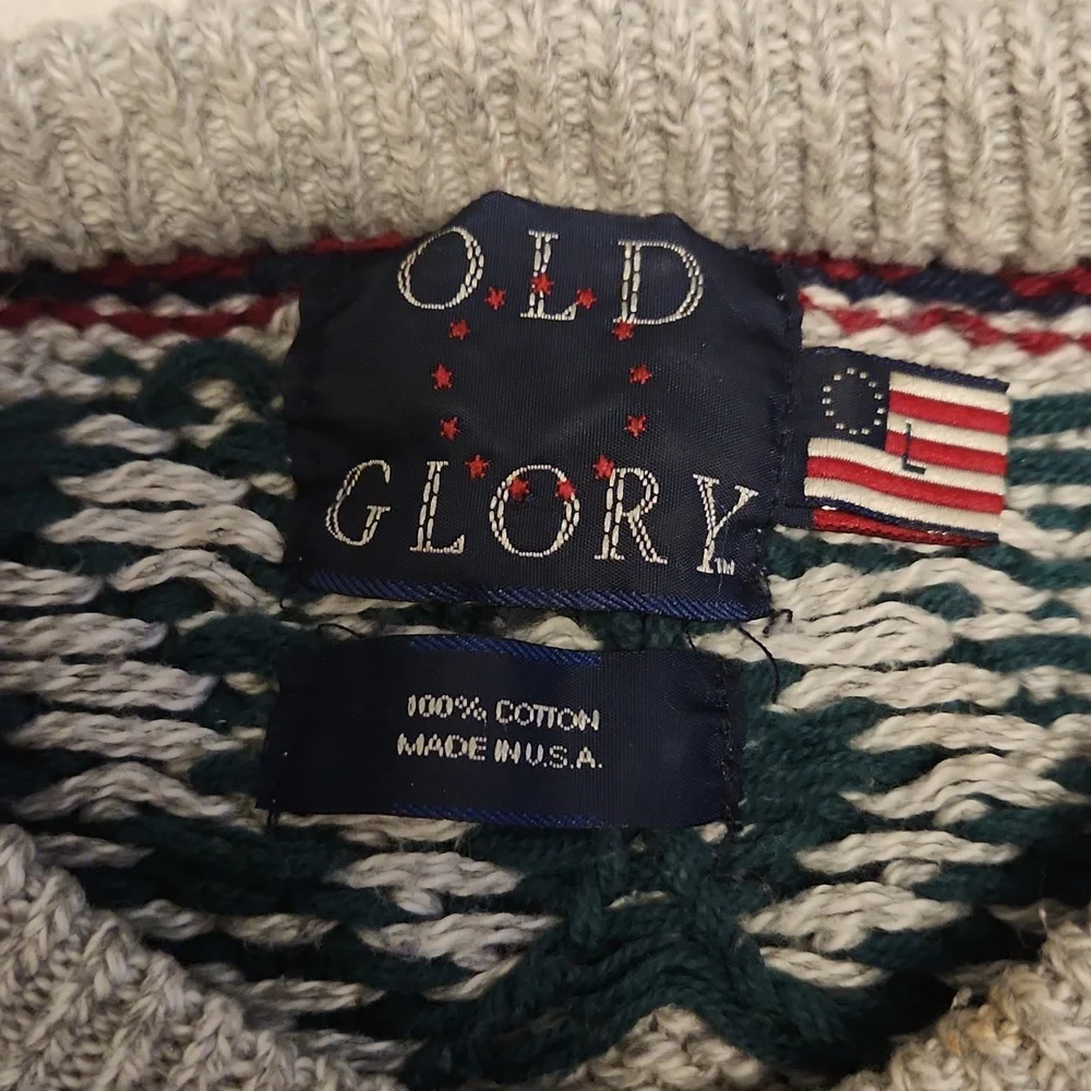 Vintage Holiday Christmas Reindeer Knit Sweater Old Glory Brand Men's Size Large